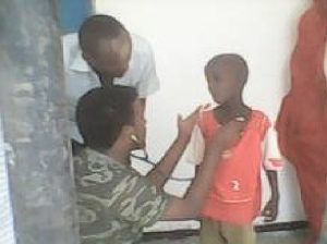 A child is evaluated by the Sahil Response Team